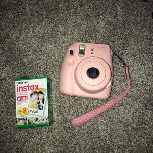 pink polaroid with pack of 2 instax film